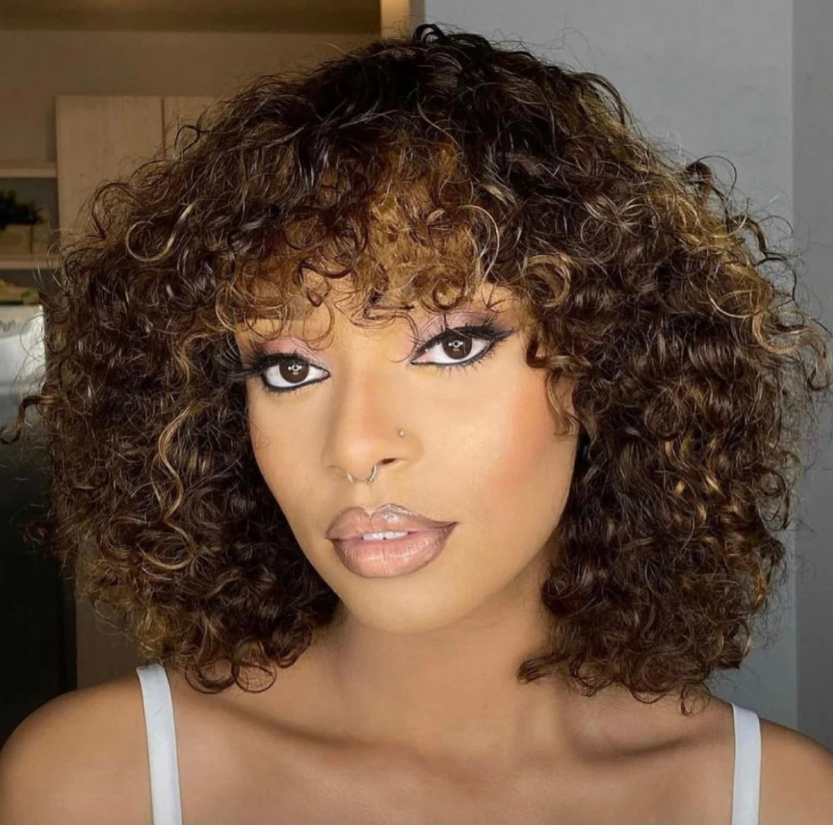 Double Drawn Highlighted Curly Fringe